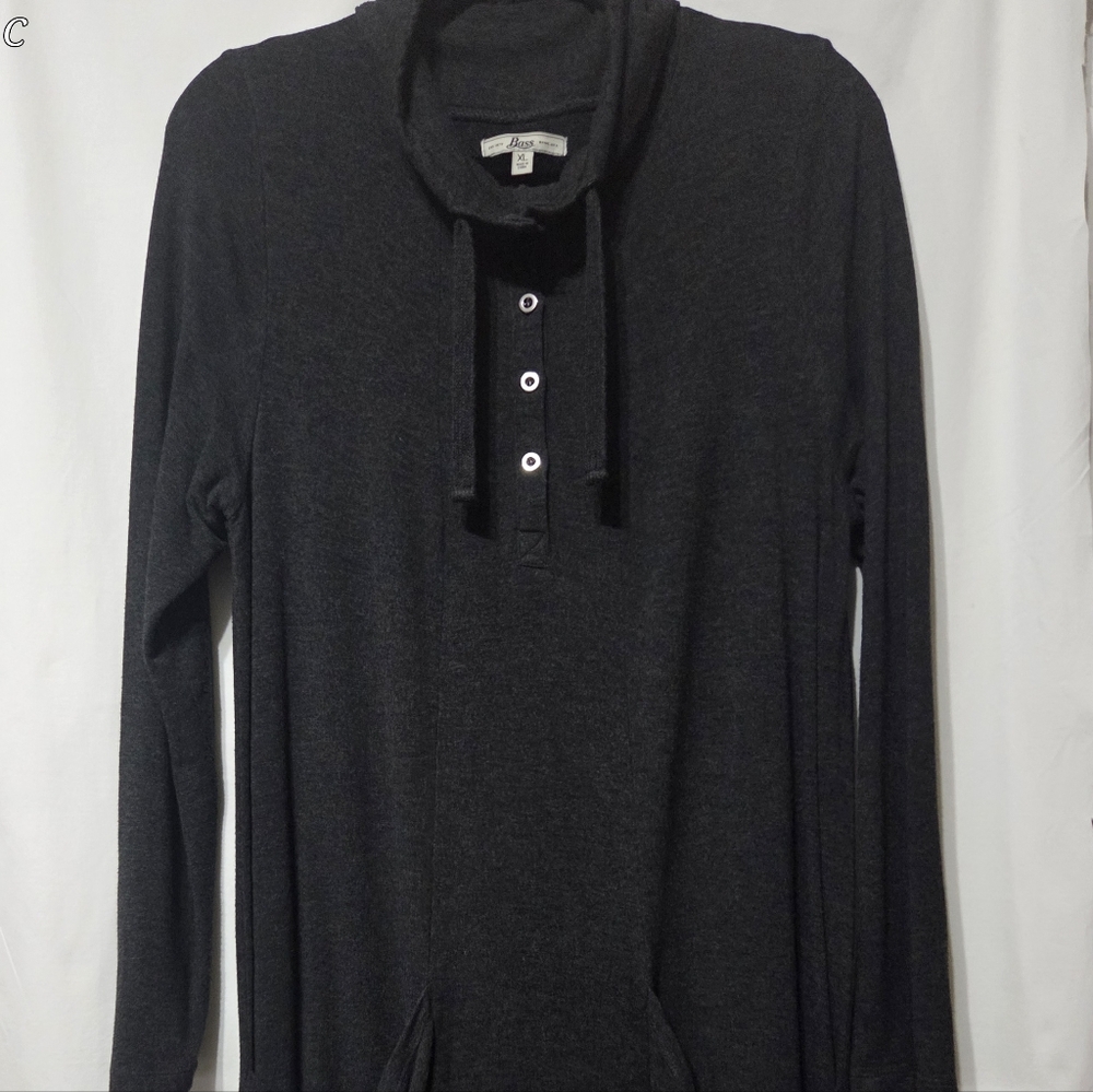Bass Charcoal Long Sleeve Dress With Slouch Pockets. Size XL
